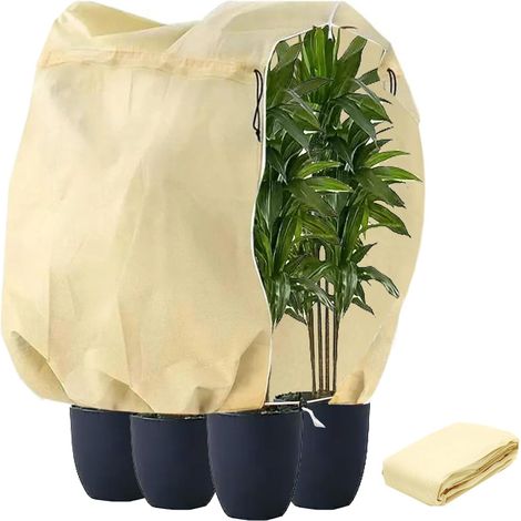 Winterschutz Pflanzen Außen 200  240CM mit Reißverschluss Zugband,Pflanzenschutz Winter für Kübelpflanzen,Olivenbaum,Palmen,Reißfest Wiederverwendbar Frostschutz Pflanzen Abdeckung(Beige)