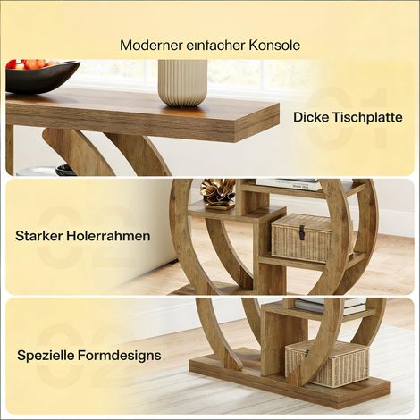 Table basse console élégante 4 étages, table d'appoint style ferme, meuble d'entrée en bois, table d'accent pour salon, lot de rangement vintage (1/5)
