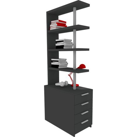 Comodino libreria salvaspazio con design moderno - Narciso - Basalto (1/5)
