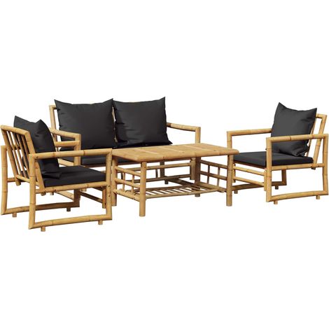 Maison Exclusive - Set Divani da Giardino 4 pz con Cuscini in Bambù (1/5)