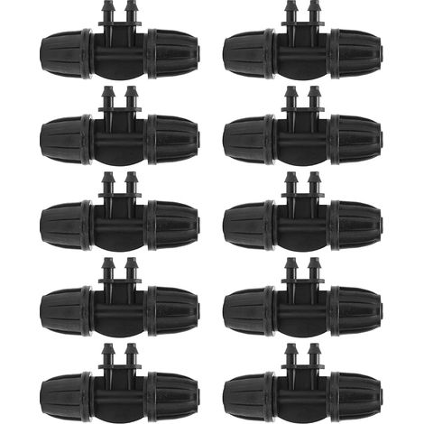 10 Pièces Raccords Irrigation Barbelés, 7.4×3.8cm Tube Irrigation 8/11 à 4/7 Connecteur de Tuyau Anti-Chute Adaptateur 4 Voies de Réduction Barbelé Verrouillé pour Tuyau égouttement (1/5)
