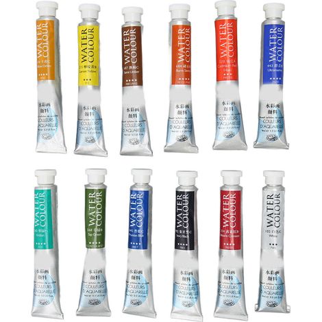 Peinture aquarelle 12 couleurs 9ml tube, nuances vives et transparentes, kit de peinture pour artiste (1/5)
