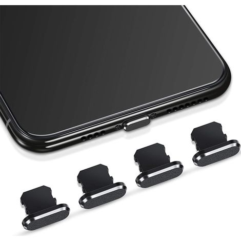 Lot de 4 bouchons anti-poussière compatibles avec iPhone 11 et iPhone 12. Protège le chargement et est compatible avec iPhone 11, 12, Pro, Max/X/XS/XR, 7, 8 Plus et iPad Mini/Air.