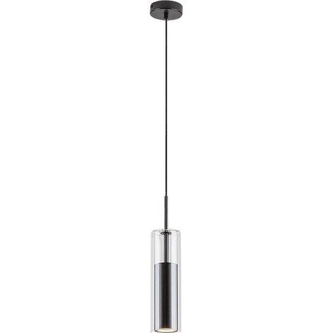 Rabalux 72047 Hängeleuchte KALEVI GU10 1x max.50W Metall mattschwarz, Glas transparent H:150cm Ø8cm dimmbar (1/5)