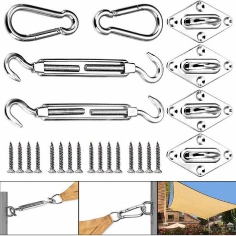 Kit de fixation pour voile d'ombrage en acier inoxydable - Accessoires pour voile d'ombrage triangulaire et rectangulaire (1/4)