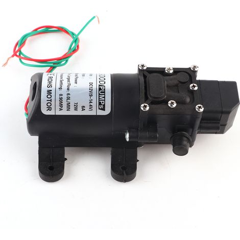 Pompe à membrane Micro 6,0 L/min 0,9 MPa Tuyau droit Sortie d'eau des deux côtés à droite 12 V 72 W