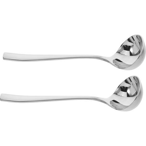 2 pièces Louche Acier Inoxydable Cuillères de Service Ergonomiques pour Sauces Potages et Condiments Ustensiles de Cuisine Polyvalents pour Préparation et Service (1/5)