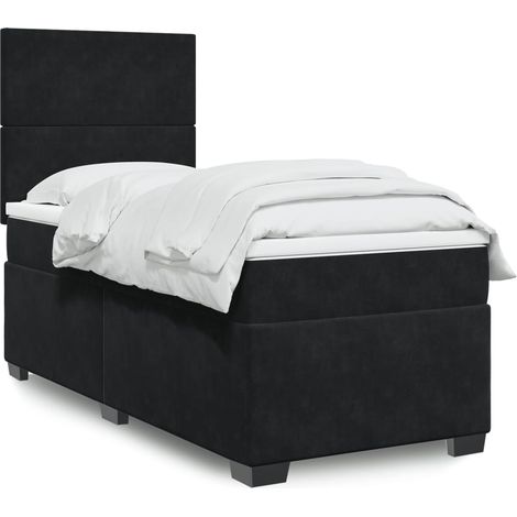 Boxspringbett mit Matratze Schwarz 80x200 cm Samt