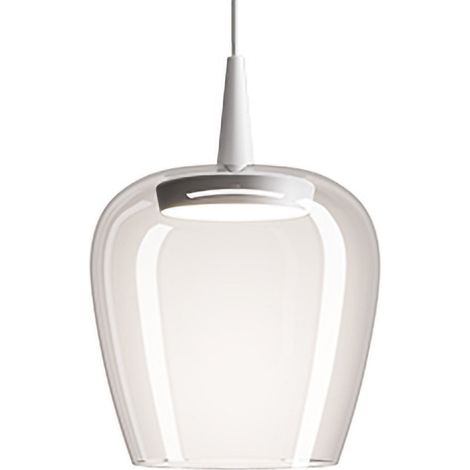 Zafferano Lampada a sospensione Bilia 230V LED 8W, design a campana in vetro borosilicato soffiato a bocca, finitura trasparente, diametro 18 cm