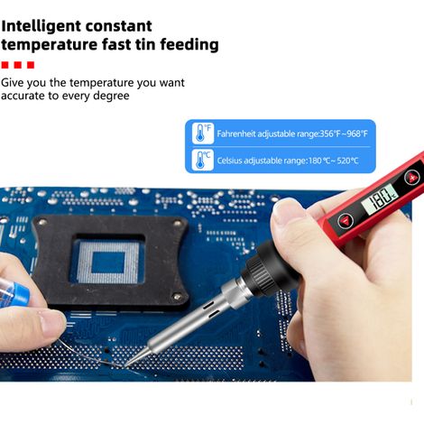 16-teiliges Lötset, Mini-Elektrolötkolben mit LCD-Digitalanzeige, intelligentes Schweißgerät (60 W, einstellbare Temperatur) mit Multimeter und elektrischem Prüfstift (5 Stück) (1/4)