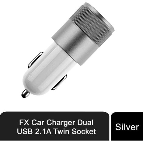 FX Dual USB Car Charger 2.1A, 2 Port, 12-24V, Silver (1/5)