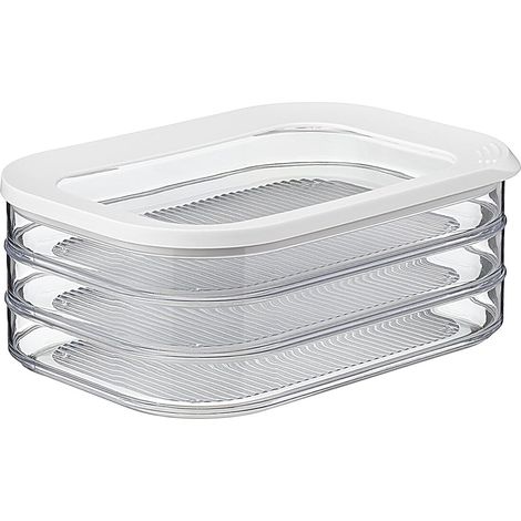 Conteneurs de conservation de viande 3 pièces - Boîtes de réfrigérateur avec couvercle - Convient pour conserver la viande - 3 boîtes de conservation - 1650 ml - Blanc (1/5)