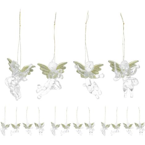 Pendentifs Ange Ornement Chic et Réaliste pour Décoration de Lot de 24 en Plastique Transparent pour Sapin et Fêtes (1/5)