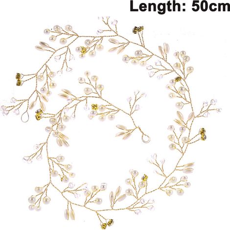 Couronne Capillaire Perles Cristaux - Accessoire Cheveux Mariage - Décoration Tête Fête Cérémonie - 1 Pièce (1/5)