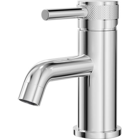 Colore Round Polished Chrome Mini Mono Basin Mixer with Half Knurled Tap Head (1/5)