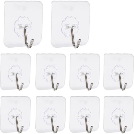 Lot de 20 crochets adhésifs invisibles – crochets muraux multifonctionnels sans perçage, fixation solide pour la cuisine, la salle de bain et les portes (1/5)