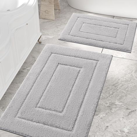 2-teiliges Badematten-Set, weiche Mikrofaser, rutschfeste Unterseite, saugfähig, für Badezimmer (1/5)