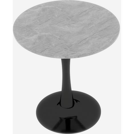 Tavolino rotondo nero e grigio in marmo artificiale, stile moderno, 70 cm (1/5)