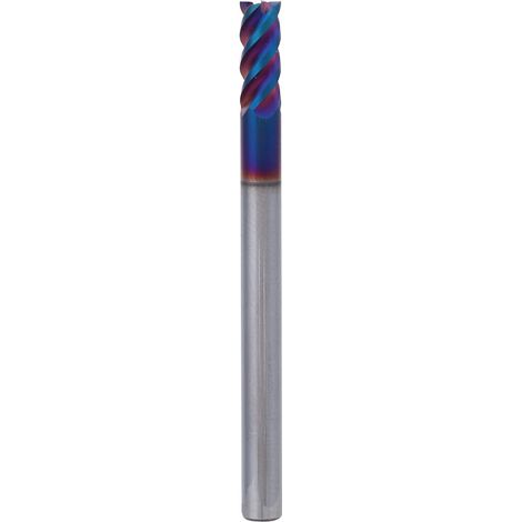 Fraise à tête plate à 4 dents en acier au tungstène avec revêtement nano HRC65° (4x10x4Dx50L) (1/5)