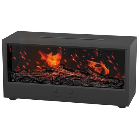 Diffuseur d'arômes créatif (noir), télécommande, humidificateur à flamme colorée, arrêt automatique en cas de manque d'eau, 150 ml (1/5)