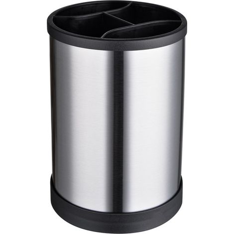 Organisateur d'ustensiles de cuisine en acier inoxydable - Rangement de cuisine - Organisateur de comptoir - Bloc à couteaux multifonctionnel - Étagère de cuisine - Acier inoxydable noir (1/5)