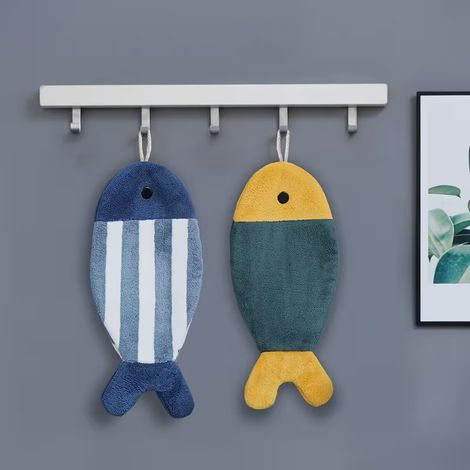 2er-Packung fischförmige Handtücher, saugfähig, weich, niedlich, extra dicke Handtücher für Zuhause, Kinder, Küche und Badezimmer. (1/5)