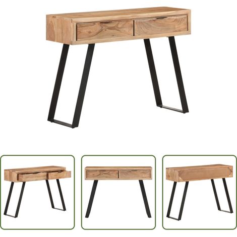 Akazienholz Konsolentisch - Konsolentisch 100x35x76 cm Massivholz Akazie mit Naturkanten (1/5)