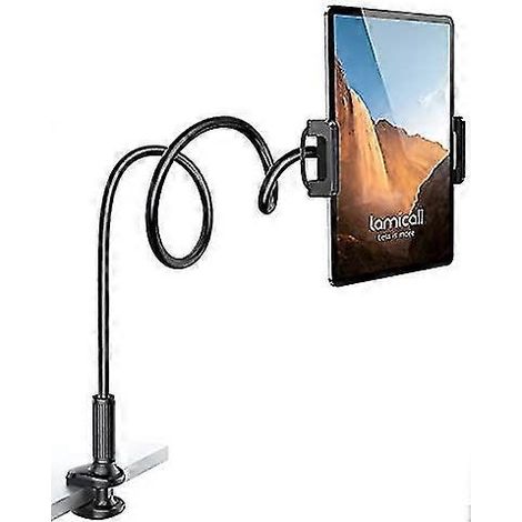 Support de tablette flexible à bras articulé pour lit - Fixation flexible pour tablette compatible avec le lit - Noir