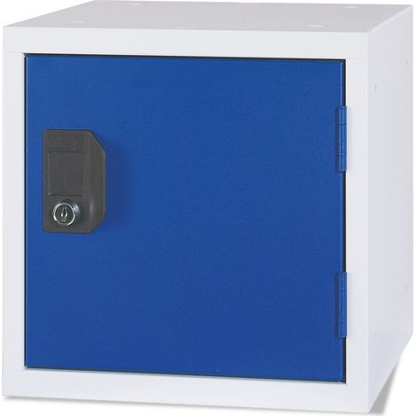 STIER Schließfachwürfel 380 x 380 x 380 mm lichtgrau enzianblau stapelbar (1/3)