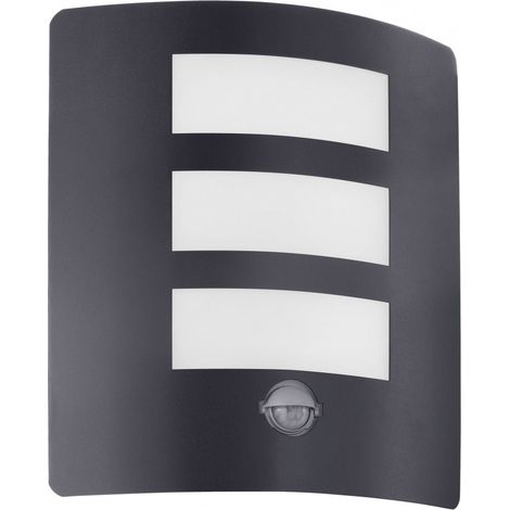 APPLIQUE EXTÉRIEUR ACIER NOIR DECTECTEUR E27 MAX 40W IP44