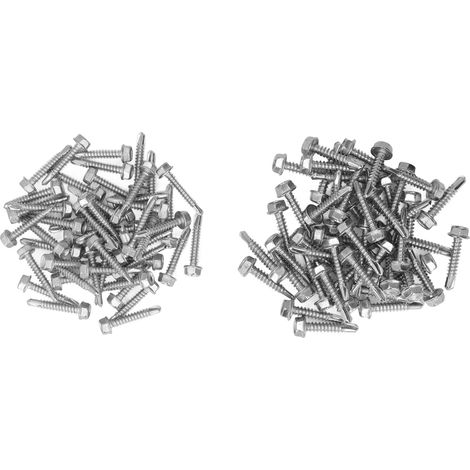 Vis 6 pans creux extérieures en acier inoxydable 304, lot de 100 avec rondelles et embouts autoperceurs, 4,2x25 mm et 4,8x25 mm, fixation robuste pour visserie. (1/5)