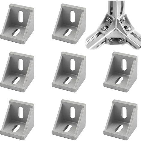 8 Pcs Equerres De Fixation 4040mm,Équerre Métal,Equerre,Equerre Metal,Équerre De Fixation,Equerre Charpentier,Pour Profilé À Rainure,Support Joint À Angle Droit Pour Fixation Et Réparation Meuble