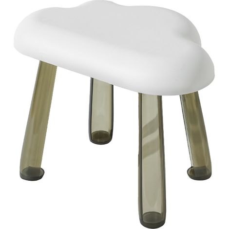 Tabouret enfant nuage avec plateau transparent pieds délicats en plastique blanc décoration maison cadeau (1/5)