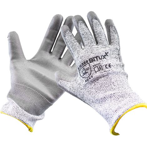 1 Paar L (9) Schnittschutzhandschuhe Arbeitshandschuhe Handschuh Schnittfest mit PU Beschichtung (1/5)