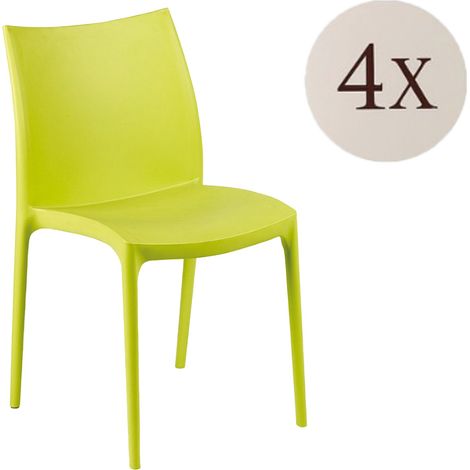 Sedia da Esterno Grover, 4 Sedie, Impilabile Made in Italy, Peso Supportato 120 kg, Verde