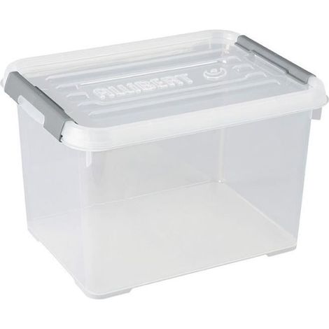 ALLIBERT PRAKTISCHER PLUS AUFBEWAHRUNGSBOX MIT DECKEL, TRANSPARENT/SILBER, 20 LITER