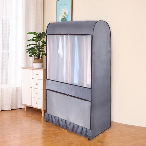 Sollbry Housse de protection pour étendoir à linge au sol, housse de rangement réutilisable de grande capacité,fermetures éclair,cintre de fenêtre transparent (1/5)