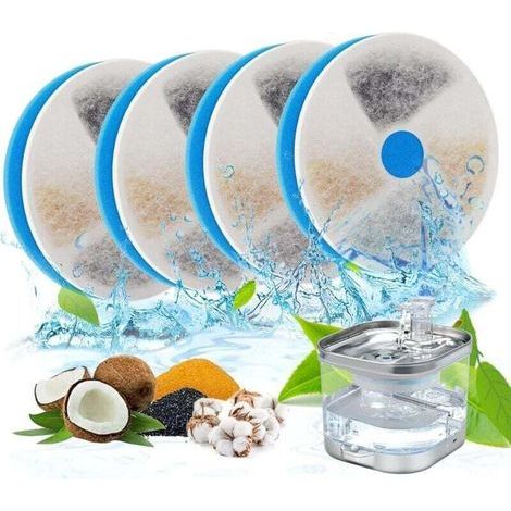 Filtres de Fontaine a Eau Chat, Lot de 4 Filtres de Rechange pour Fontaine à Eau pour Animaux de Compagnie, Convient pour WF190 (1/3)