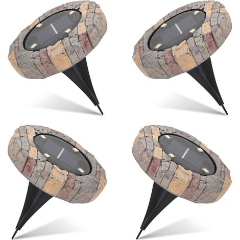 Lot de 4 balises solaires FISHTEC LED effet pierre (1/5)