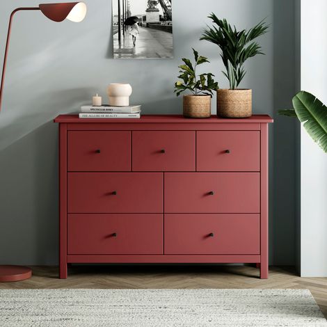 Commode 7 tiroirs 110x40x80 cm bordeaux - ZRATA