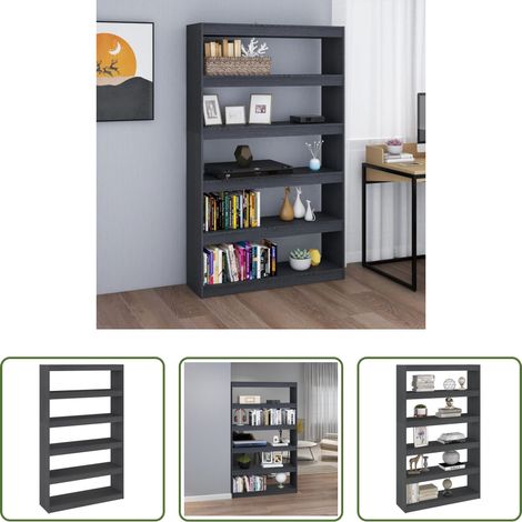 vidaXL Holzregal -  Bücherregal/Raumteiler Grau 100x30x167,5 cm Massivholz Kiefer (1/5)