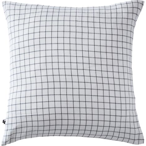 Taie d'oreiller à carreaux double gaze de coton blanc 60x60 (1/2)