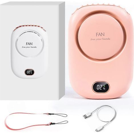 Mini ventilateur portable 3 en 1 : ventilateur de cou, ventilateur de taille, ventilateur de table avec cordon ajustable, ventilateur personnel (rose pêche) (1/2)
