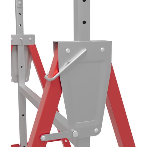 Lot de 2 tréteaux réglables en hauteur 80-130 cm, pliables, acier Q195, dimensions 68x58x80 cm, rouge et argent (1/5)