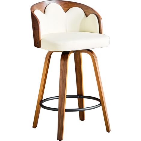 Set de 2 taburetes de bar modernos con respaldo floral en madera curvada y PU (1/5)