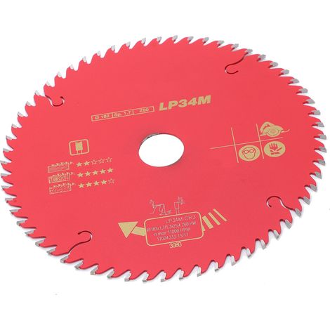 Lame de scie en alliage dur 60 dents 11 000 tr/min Disque de coupe mince Outil de travail du bois 182 x 1,7 x 25,4 - 60 dents (1/5)