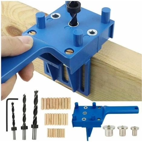 Set di 41 pezzi per foratura di tasselli, kit di foratura per tasselli, dima per foratura di tasselli in legno con foro dritto e strumento di centraggio, tasselli da 6/8/10 mm per tasselli in legno fo