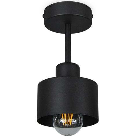 Plafoniera nera, in metallo industriale, 1xE27, illuminazione LED moderna per soggiorno, cucina, camera da letto, cameretta dei bambini, loft (1/4)