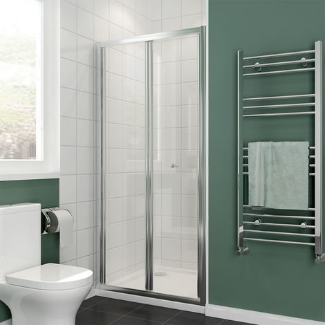 ELEGANT Bi-Fold Shower Door Enclosure Glass Reversible Folding Cubicle 800mm Shower Door