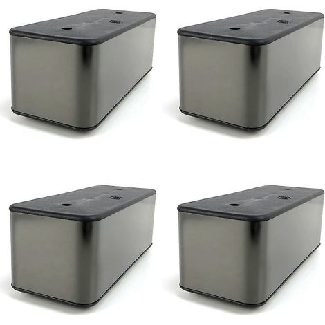 Verstellbare Schrankfüße, 4er-Pack, Möbelfüße aus Metall, minimalistisch, Couchtischfüße, Ersatzfüße für TV-Schränke, Sofas, Schränke, Hocker, Kunststoff + St-Rechteck-Schwarz
